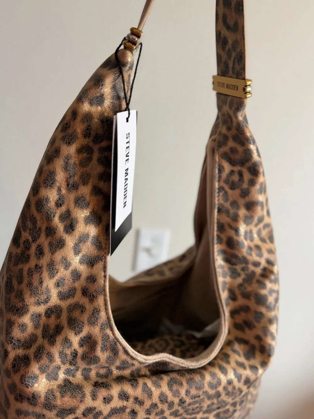 Steve Madden BDEMPSY Faux Suede Metallic Leopard Hobo slouchy